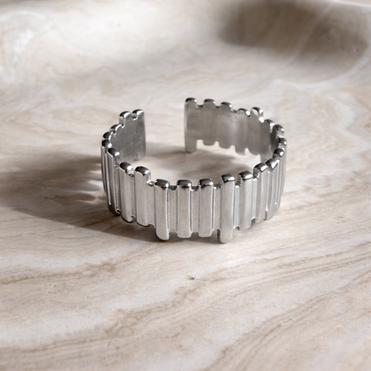 Bague Skyline – Acier inoxydable Or & Argent