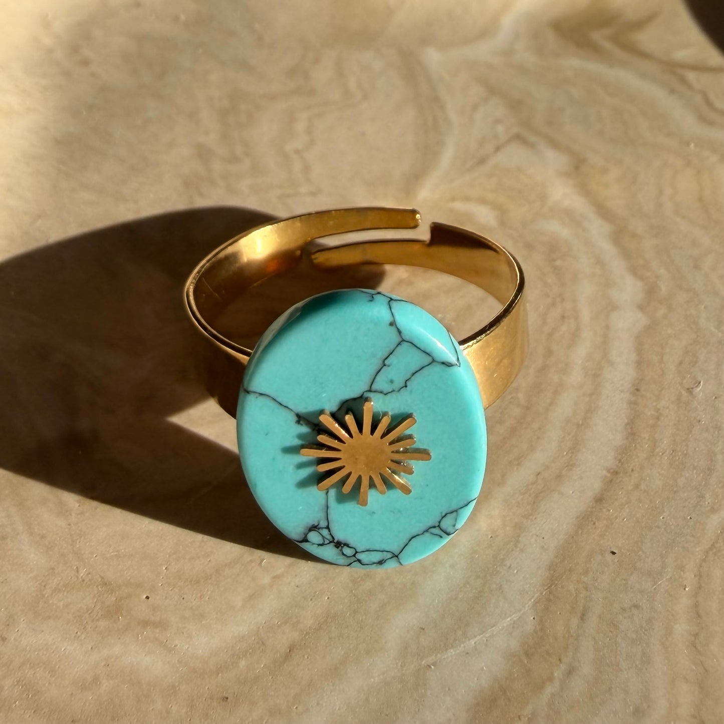 Bague Tuquinite Soleil Doré – Acier inoxydable