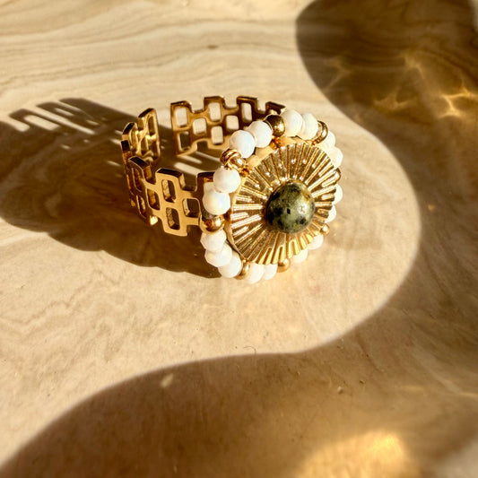 Bague Solaria – Acier inoxydable & Turquoise africaine