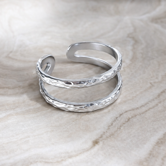 Bague Éclat Martelé – Acier Inoxydable
