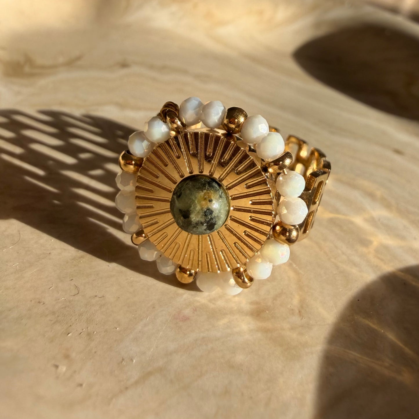 Bague Solaria – Acier inoxydable & Turquoise africaine