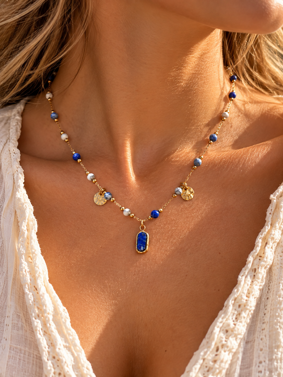 Collier Escale Lapis – Lapis-lazuli & Howlite