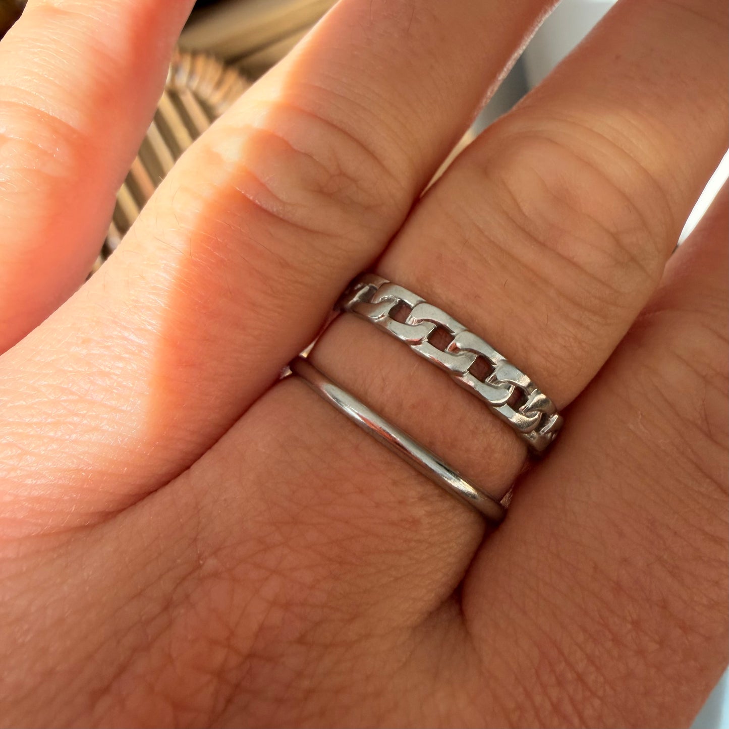 Bague Chaîne Nomade – Acier Inoxydable Or ou Argent