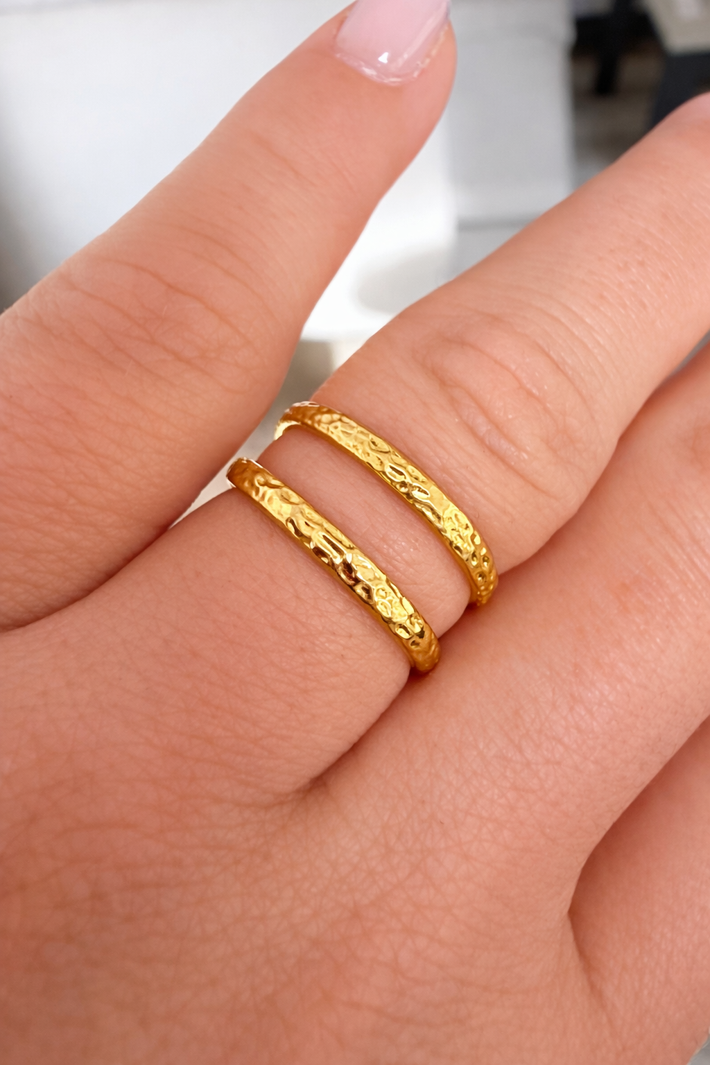 Bague Éclat Martelé – Acier Inoxydable