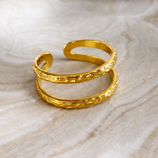 Bague Éclat Martelé – Acier Inoxydable