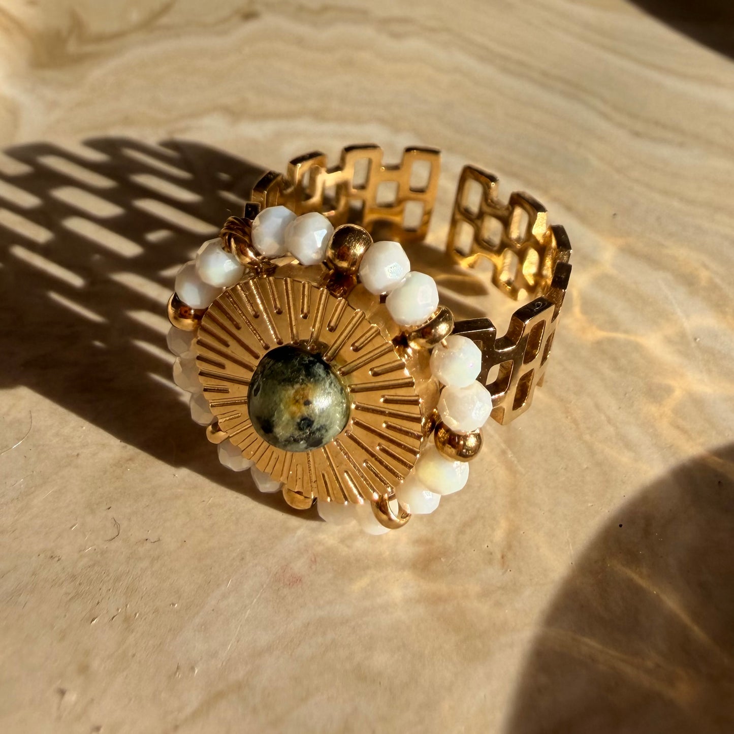 Bague Solaria – Acier inoxydable & Turquoise africaine