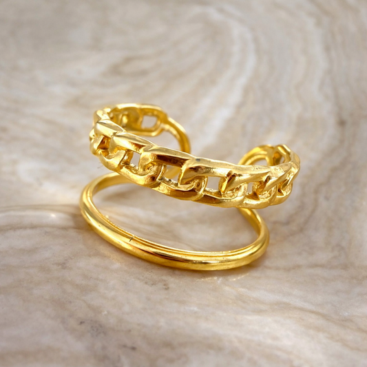 Bague Chaîne Nomade – Acier Inoxydable Or ou Argent