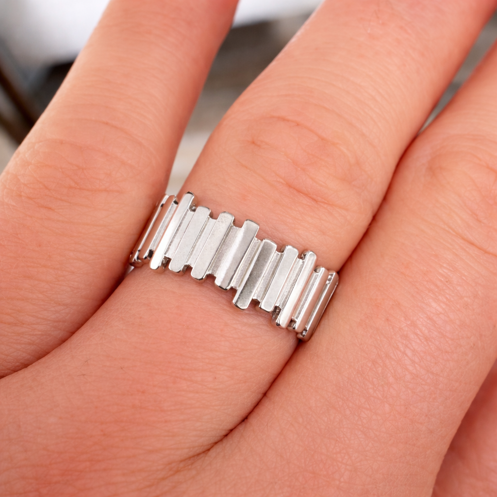 Bague Skyline – Acier inoxydable Or & Argent