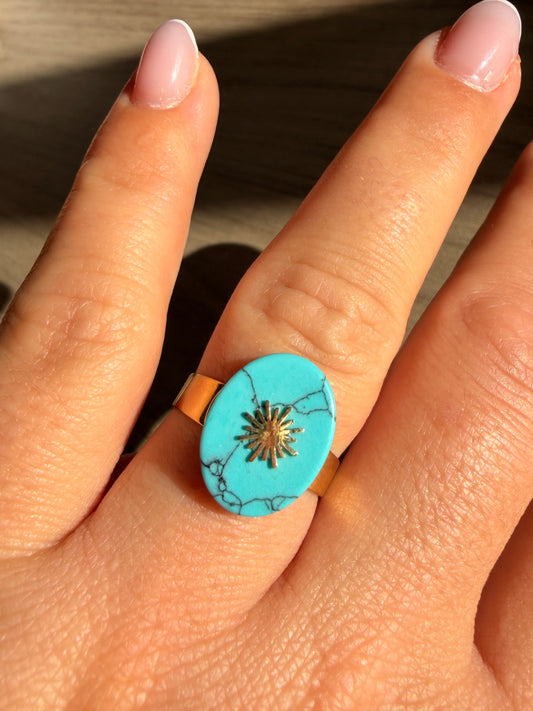 Bague Tuquinite Soleil Doré – Acier inoxydable