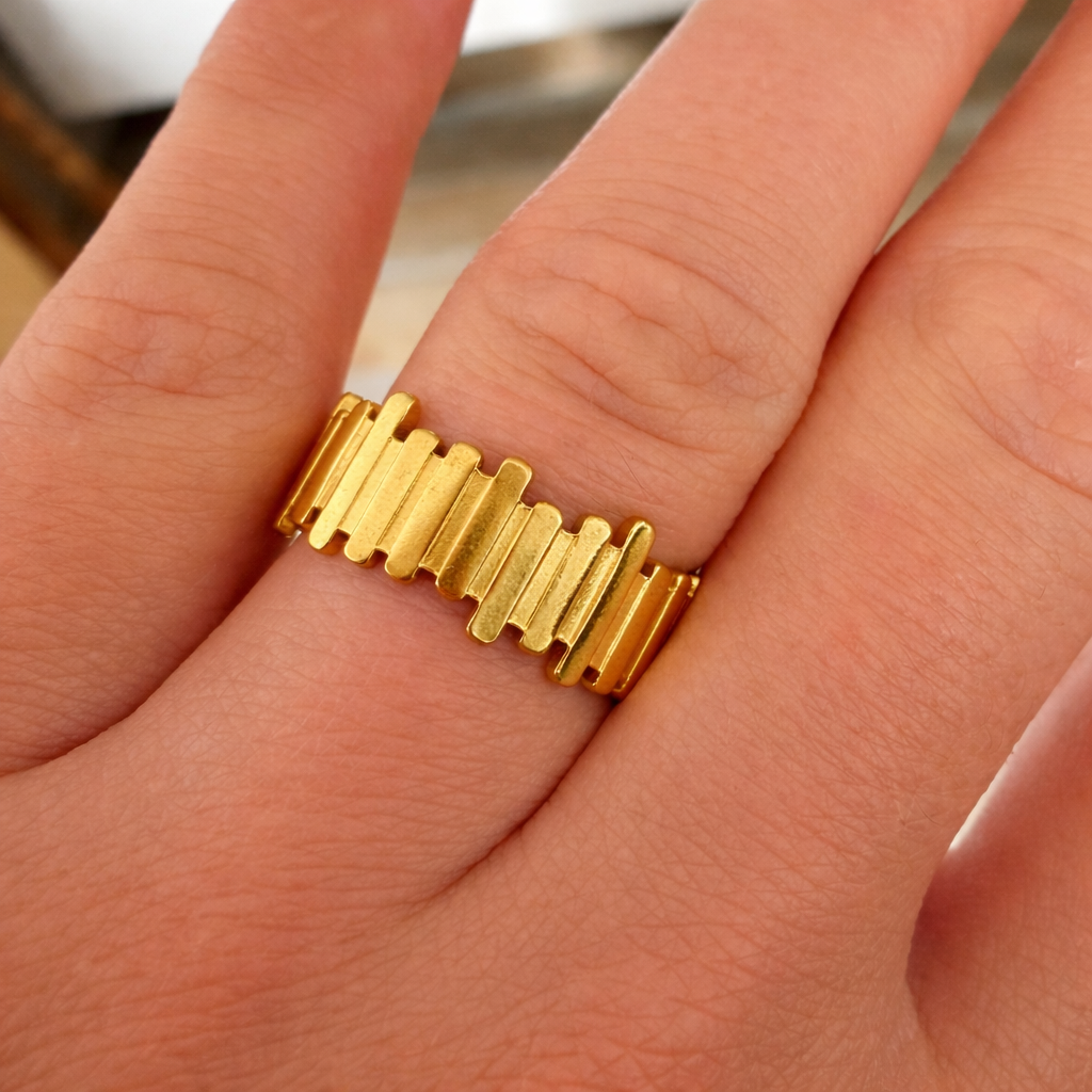 Bague Skyline – Acier inoxydable Or & Argent