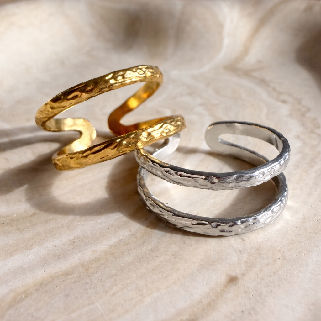 Bague Éclat Martelé – Acier Inoxydable