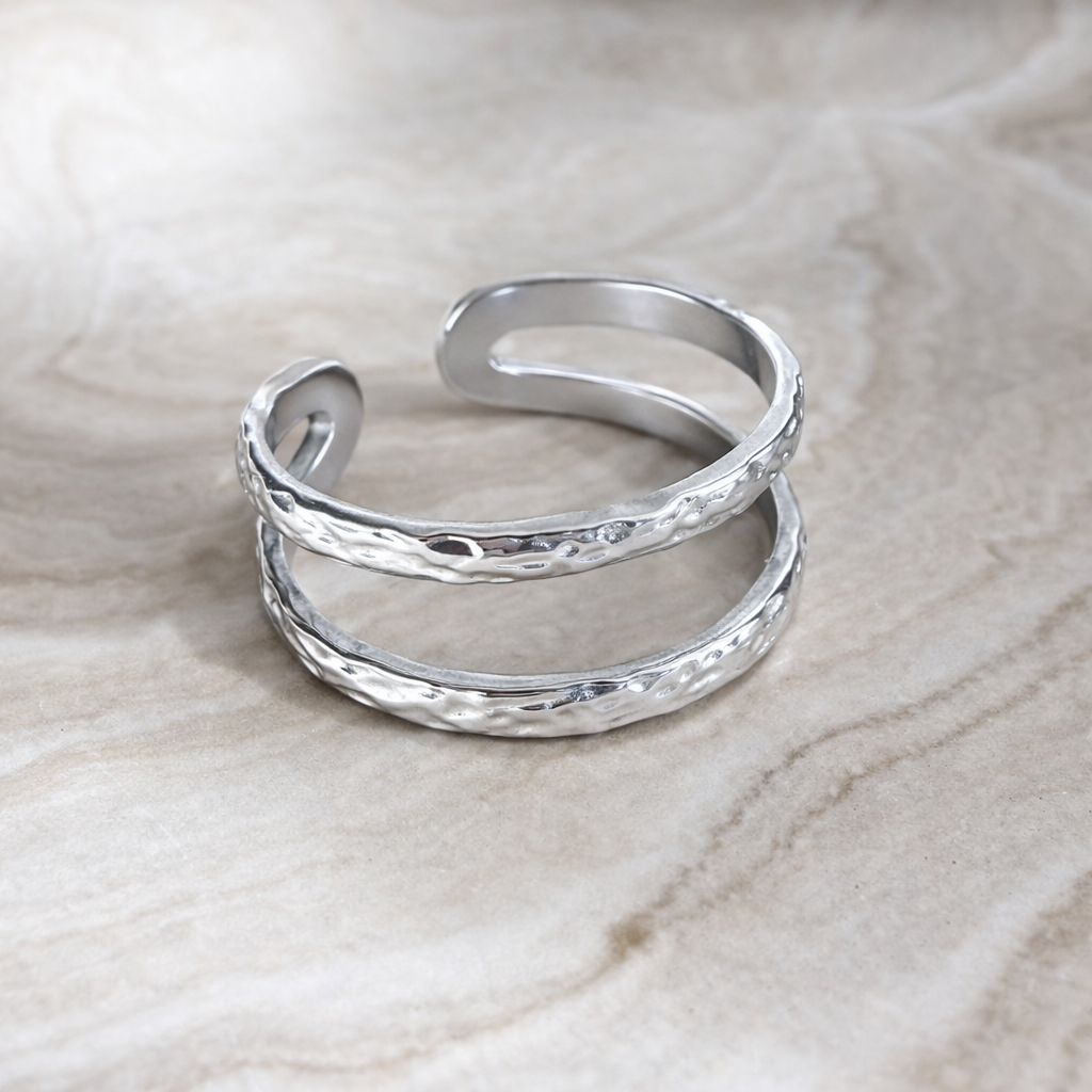 Bague Éclat Martelé – Acier Inoxydable