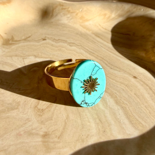 Bague Tuquinite Soleil Doré – Acier inoxydable