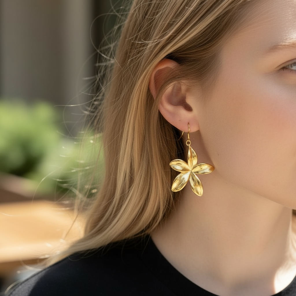 Boucles d’oreilles Fleur en acier inoxydable – Or ou Argent