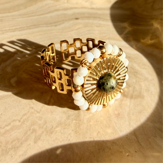 Bague Solaria – Acier inoxydable & Turquoise africaine