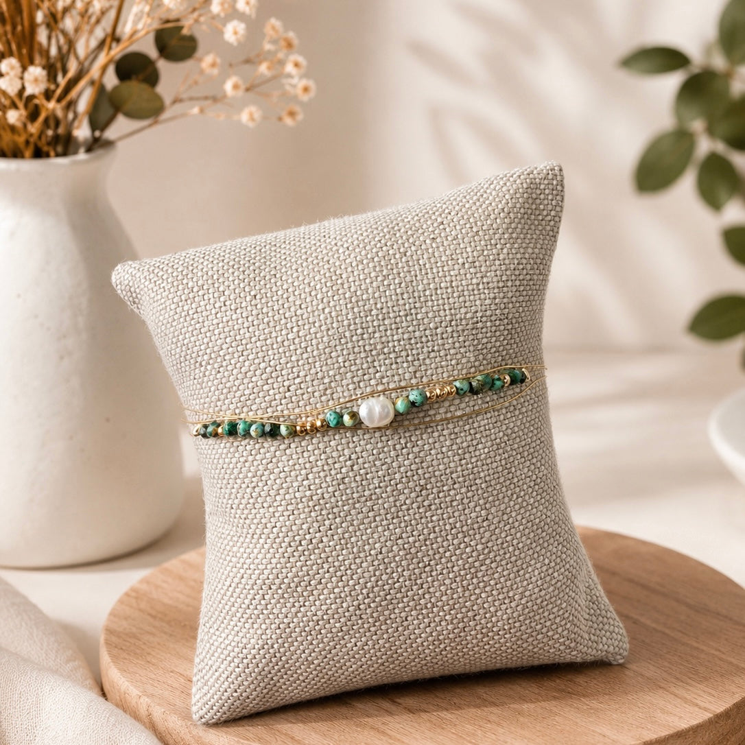 Bracelet Turquoise Africaine & Perle d’Eau Douce