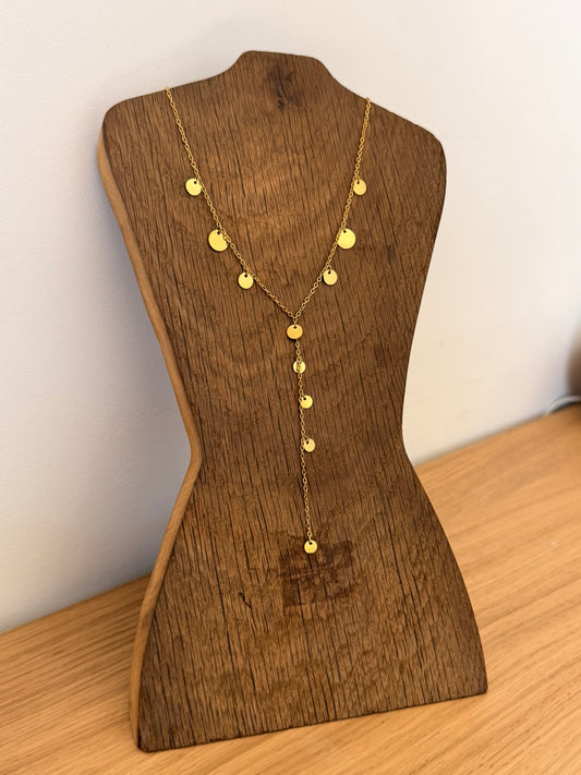 Sautoir Cascade Dorée – Acier Inox