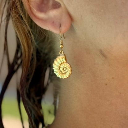 Boucles d’Oreilles Ammonite Dorée