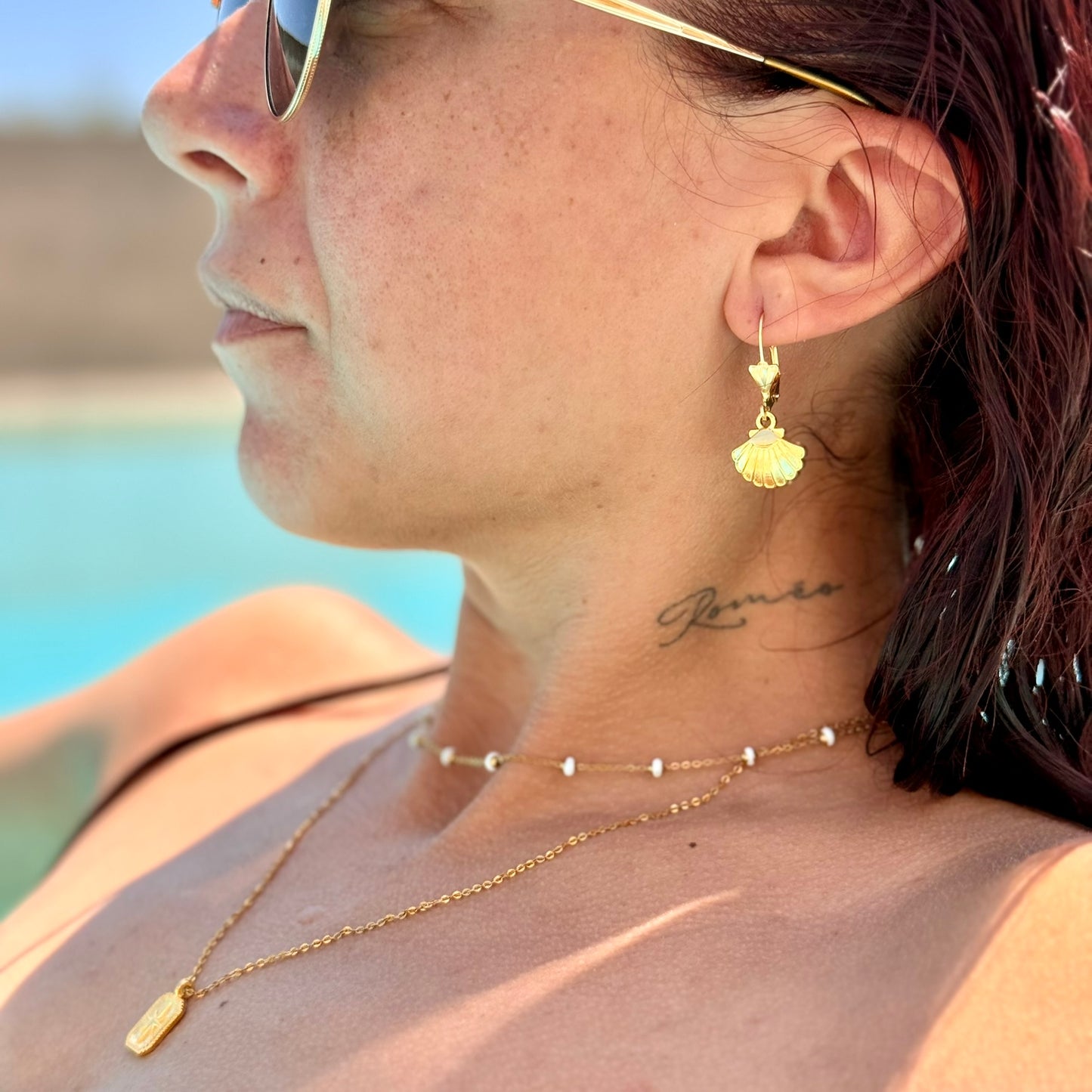 Boucles d’oreilles Coquillage Doré  Acier inox