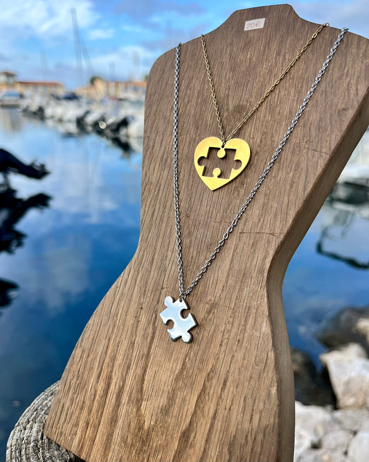 Duo Puzzle – Colliers Assortis Personnalisables (Or / Argent)