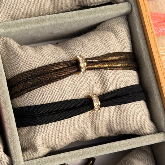 Bracelet Satiné – Anneau Doré Cristal