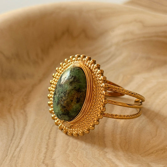 Bague Royale – Turquoise Africaine & Acier Inox