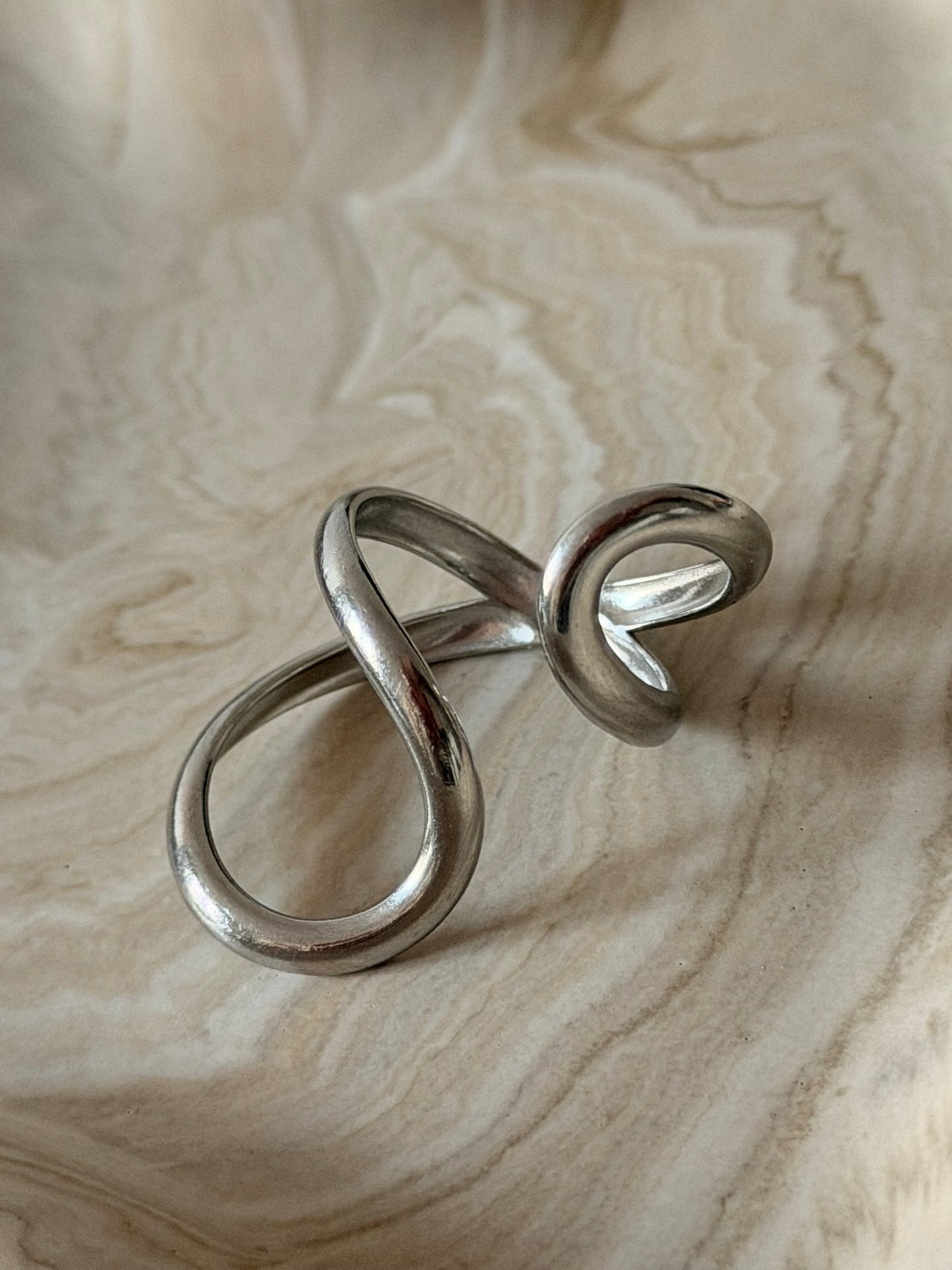 Bague Manchette Asymétrique - Acier Inox
