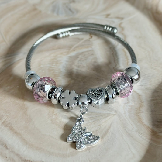 🦋 Bracelet Bohème Charms – Papillon Cristal