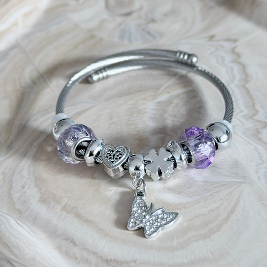 🦋 Bracelet Bohème Charms – Papillon Cristal