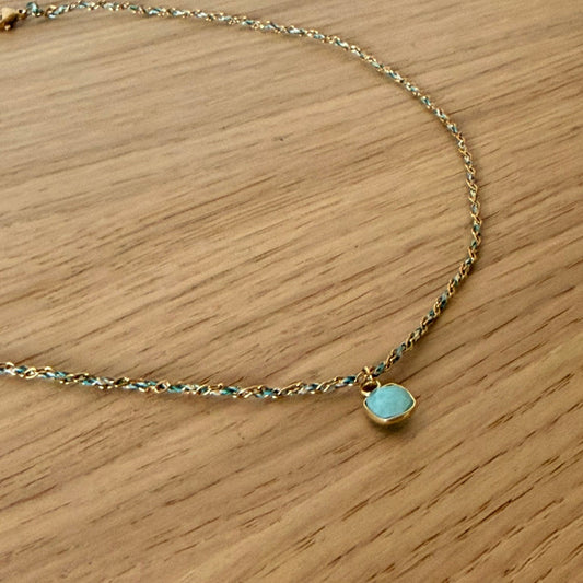 Collier Torsadé – Amazonite Bleu Lagune