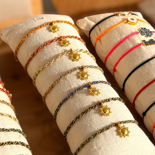 Bracelet Torsadé Soleil – Acier Inoxydable & Cordon